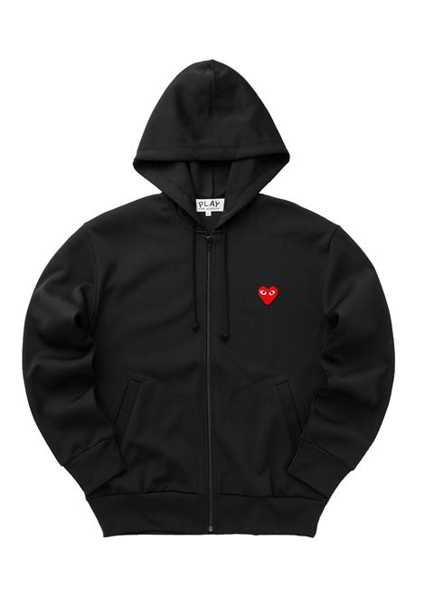 zipped red emblem hoodie unisex COMME DES GARÇONS PLAY | AX-T172-0511